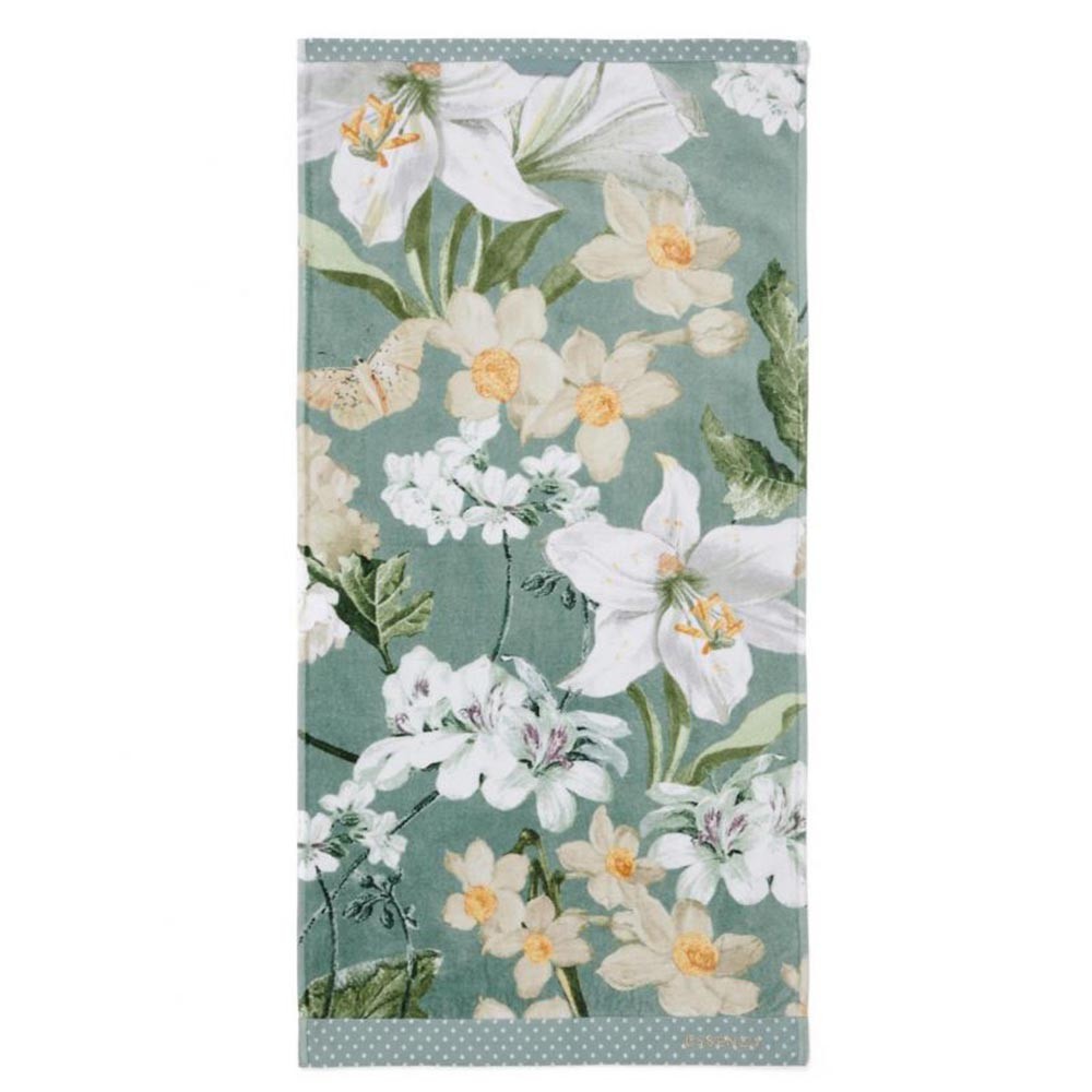 in cotone colore: verde scuro ESSENZA 60 x 110 cm Asciugamano con fiori e peonie 