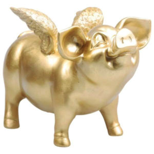 Salvadanaio maialino con ali oro Stoobz Design