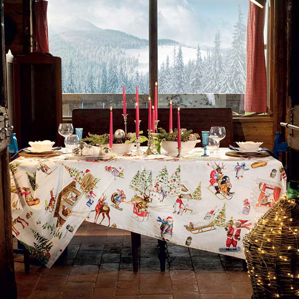 Tovaglia Snowy Christmas Tessitura Toscana Telerie