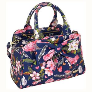 Borsa a mano Fiocco blu con fiori della linea Ribbon, di Camomilla Milano