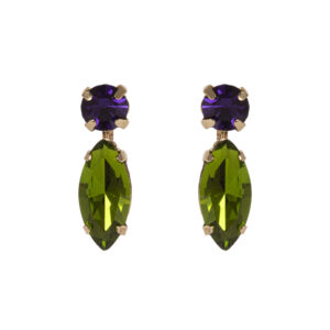 Orecchini a due cristalli verde chiaro Fly di Sodini Bijoux