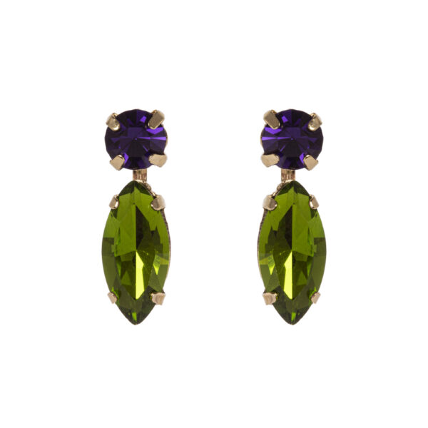Orecchini a due cristalli verde chiaro Fly di Sodini Bijoux