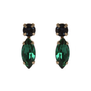 Orecchini a due cristalli verde Fly di Sodini Bijoux