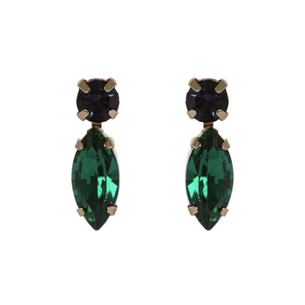 Orecchini a due cristalli verde Fly di Sodini Bijoux