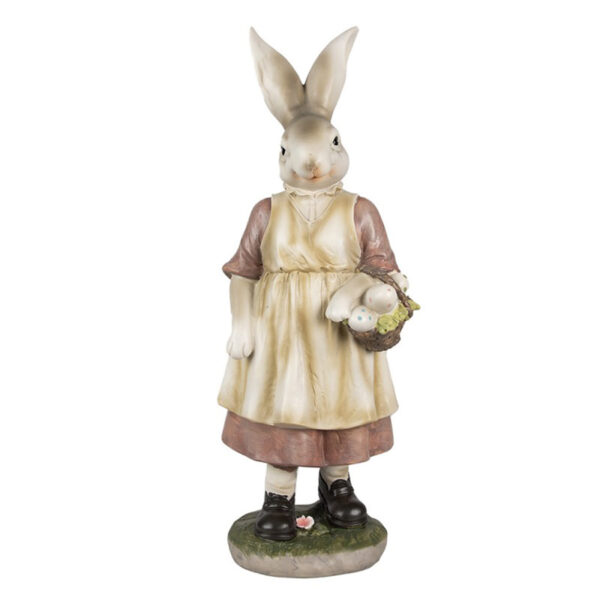 Statuina con coniglietta pasquale con cestino di Clayre & Eef