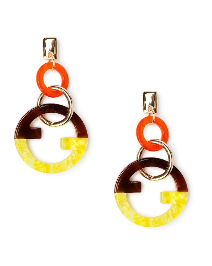 Orecchini con cerchi arancio e giallo Mya Accessories
