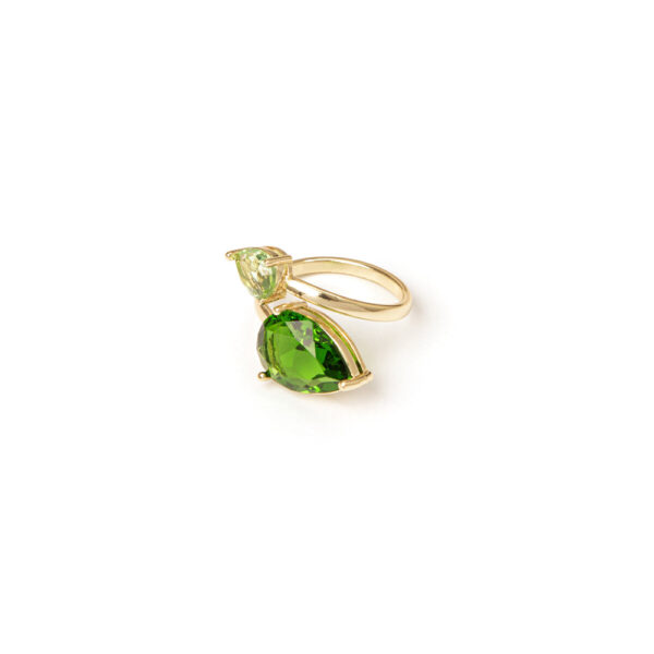Anello con cristalli verde Chandelier di Sodini Bijoux