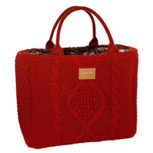 Borsa a mano in tessuto rosso Tricot Chalet di Camomilla Milano