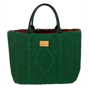 Borsa a mano in tessuto verde Tricot Chalet di Camomilla Milano