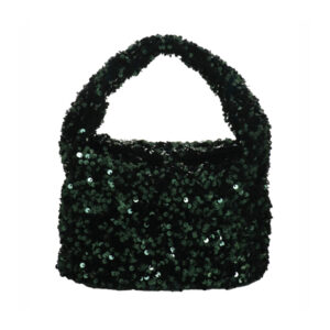 Borsa a mano in paillettes verde petite Shine di Camomilla Milano