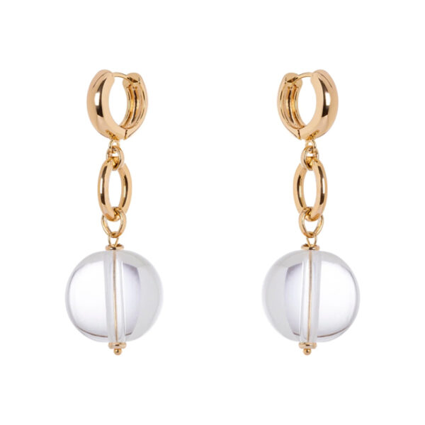 Orecchini a cerchietto e sfera pendente trasparente Clorofilla di Sodini Bijoux