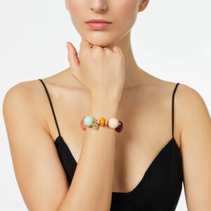 Bracciale elastico boule ed elementi traslucidi Chantal - Multicolor di Sodini Bijoux