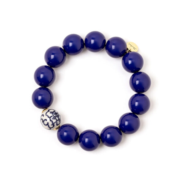 Bracciale elastico blu e sfera in ceramica Jasmine di Sodini Bijoux