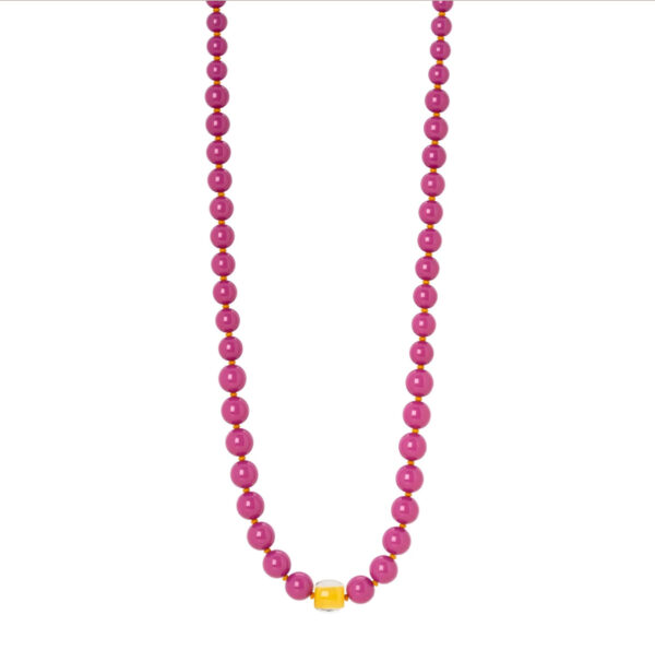 Collana lunga boule viola e gialla Queens di Sodini Bijoux