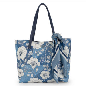 Borsa shopper blu a fiori reversibile Kate di Giorgio Idee