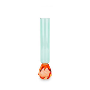 Vaso portafiori in vetro pesca e azzurro con base effetto diamante WD Lifestyle