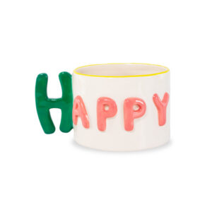 Tazza colazione in stoneware 440 ml decoro Happy