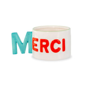 Tazza colazione in stoneware 440 ml decoro Merci