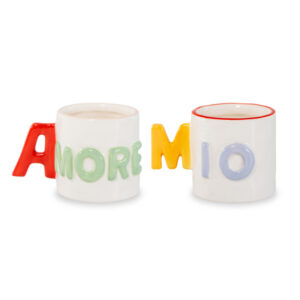 Set 2 tazzine caffè in stoneware 100 ml decoro Amore Mio