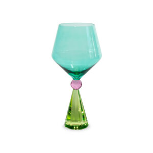 Calice gin tonic in vetro verde e azzurro con base effetto diamante WD Lifestyle