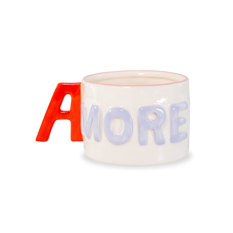 Tazza colazione in stoneware 440 ml decoro Amore