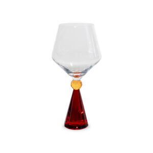 Calice gin tonic in vetro rosso con base effetto diamante WD Lifestyle