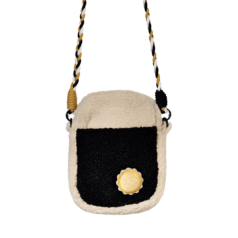 Borsa a tracolla bouclé bianca e nera WD Lifestyle