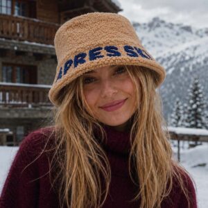 Cappello bucket Après Ski beige in tessuto effetto bouclé 100% poliestere